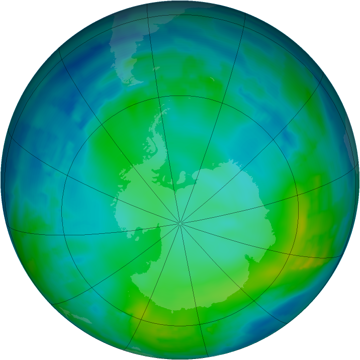 Antarctic ozone map for 22 May 2012